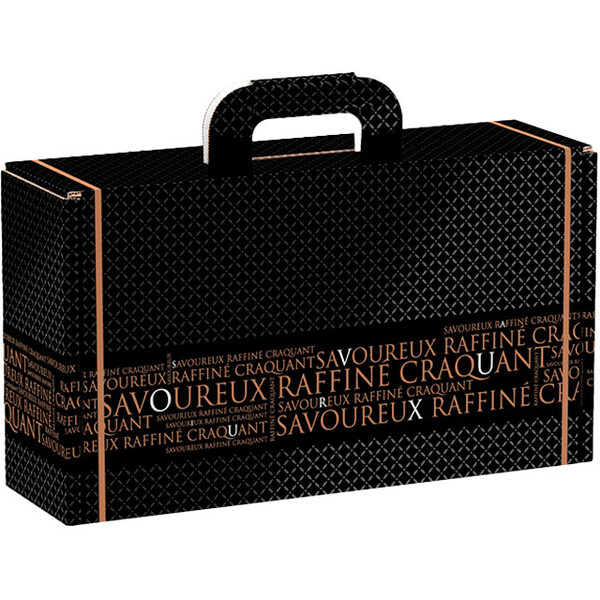 Maleta cartón rectangular SAVOUREUX negro/dorado
