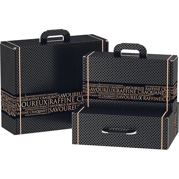 Mala cartão rectangular SAVOUREUX preto / dourado