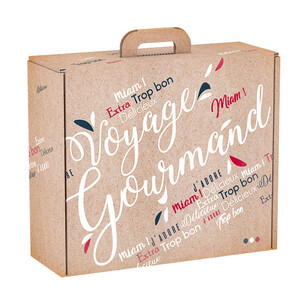 Suitcase cardboard rectangular kraft VOYAGE GOURMAND...