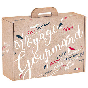 Valisette carton kraft rectangle VOYAGE GOURMAND...