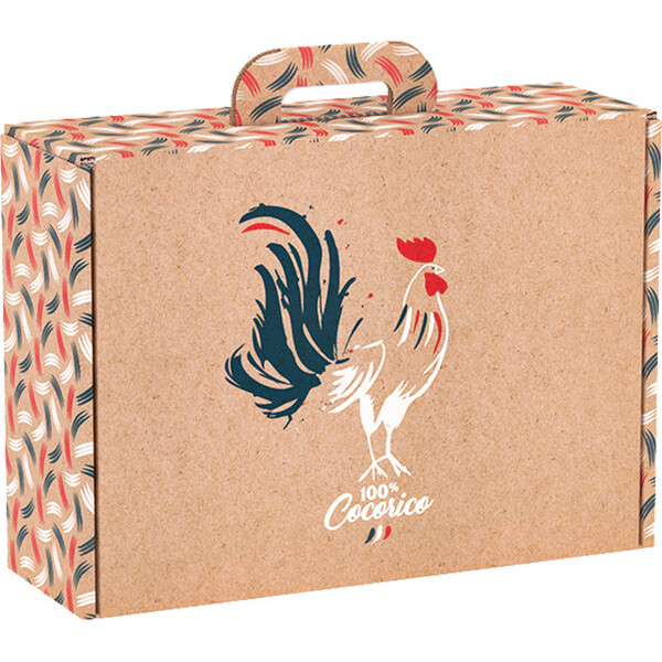 Maleta cartón kraft rectangular 100% COCORICO