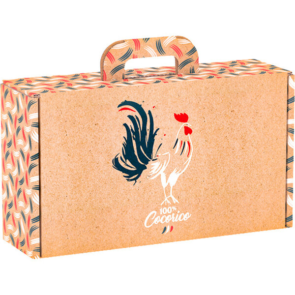 Maleta cartón kraft rectangular 100% COCORICO