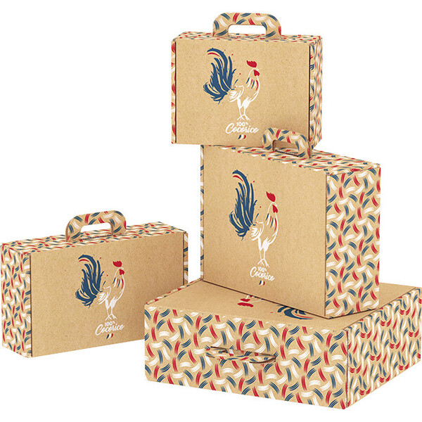 Suitcase cardboard rectangular kraft 100% COCORICO