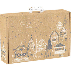 Suitcase cardboard kraft rectangular BONNES FÊTES...