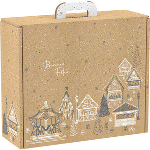 Suitcase cardboard kraft rectangular BONNES FÊTES...