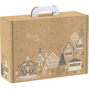Suitcase cardboard kraft rectangular BONNES FÊTES...