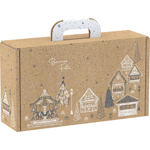 Suitcase cardboard kraft rectangular BONNES FÊTES...