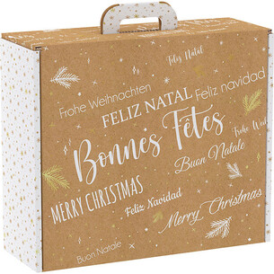 Suitcase cardboard rectangular MERRY CHRISTMAS...