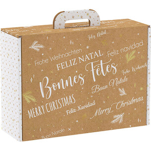 Suitcase cardboard rectangular MERRY CHRISTMAS...