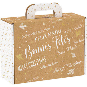 Suitcase cardboard rectangular MERRY CHRISTMAS...