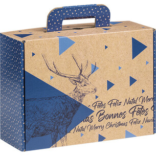 Suitcase cardboard kraft rectangular MERRY CHRISTMAS...