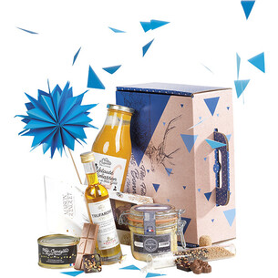 Maleta cartón kraft rectangular FELIZ NAVIDAD vintage/azul 2