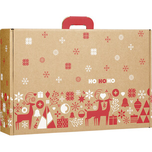 Valisette carton kraft rectangle NORDIK rouge/blanc
