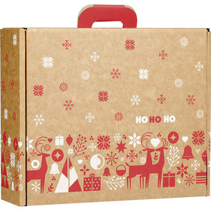 Valisette carton kraft rectangle NORDIK rouge/blanc