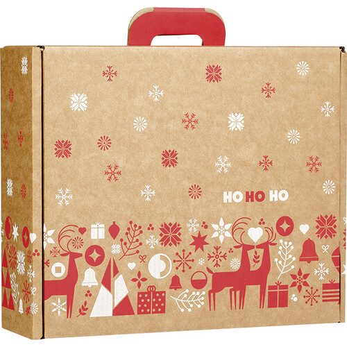 Suitcase cardboard kraft rectangular NORDIK red/white