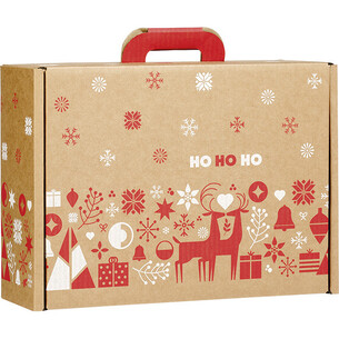 Valisette carton kraft rectangle NORDIK rouge/blanc