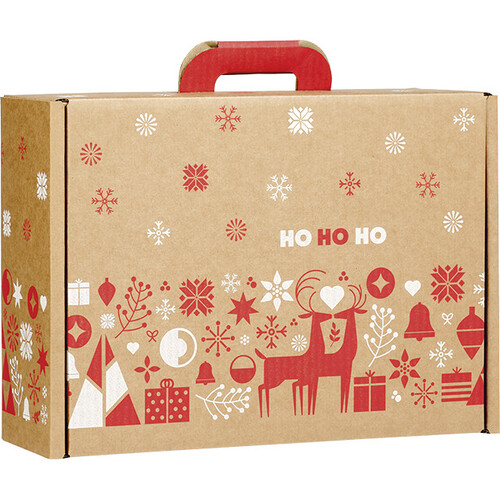 Suitcase cardboard kraft rectangular NORDIK red/white