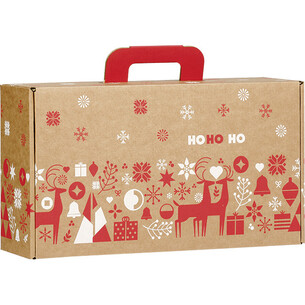 Valisette carton kraft rectangle NORDIK rouge/blanc