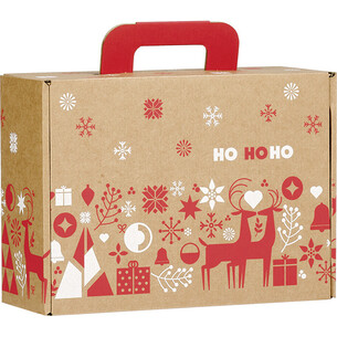 Valisette carton kraft rectangle NORDIK rouge/blanc