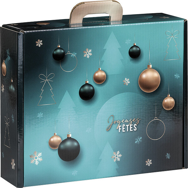 Maleta cartão kraft retangular ESMERALDA verde/ouro