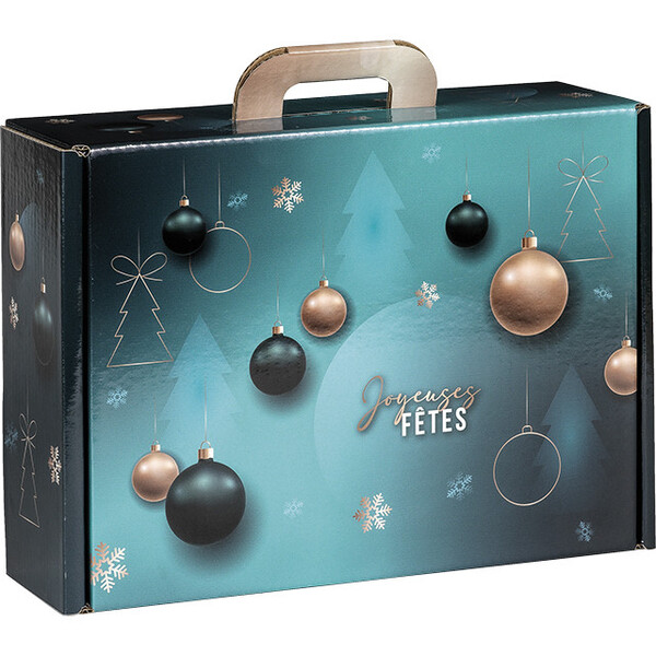 Suitcase cardboard rectangular EMERALD green/gold