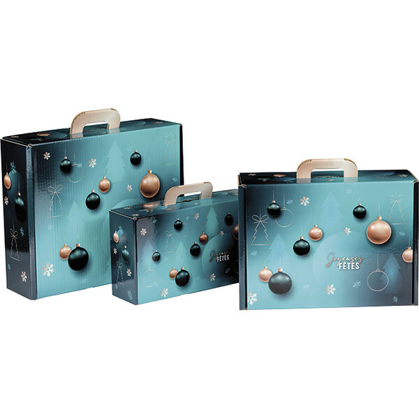 Maleta cartão kraft retangular ESMERALDA verde/ouro