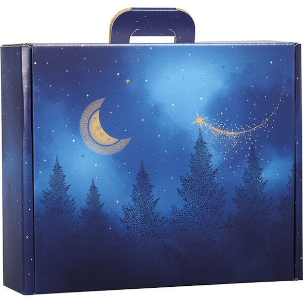 Suitcase cardboard rectangular STARRY NIGHT blue/gold