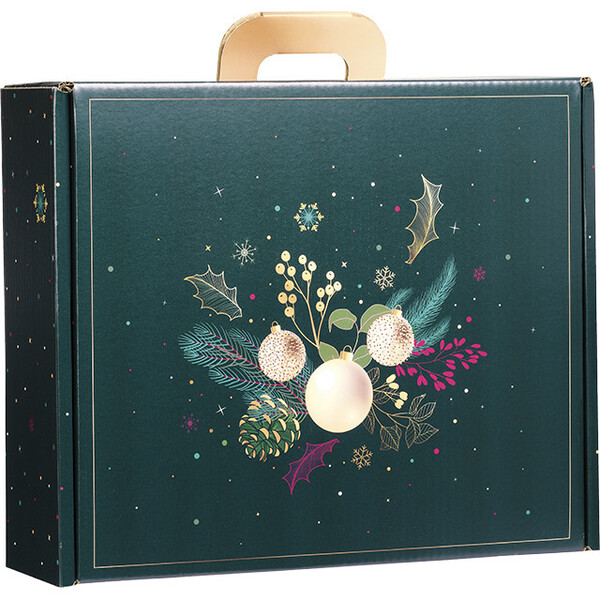 Suitcase cardboard rectangular ENCHANTED NATURE green/gold