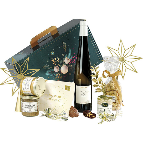 Suitcase cardboard rectangular ENCHANTED NATURE green/gold