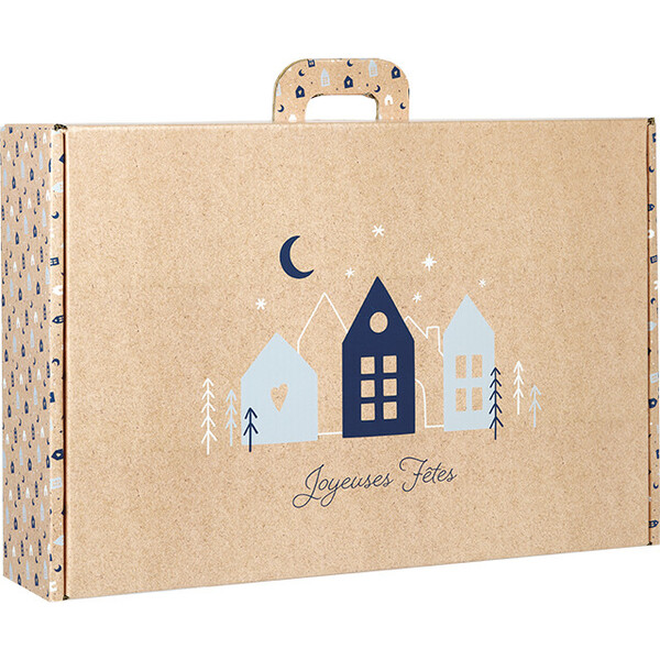 Suitcase cardboard kraft rectangular OSLO blue/white