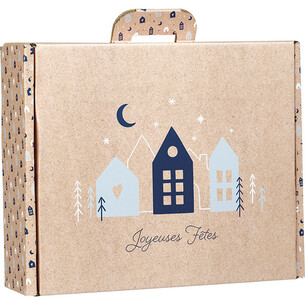 Suitcase cardboard kraft rectangular OSLO blue/white