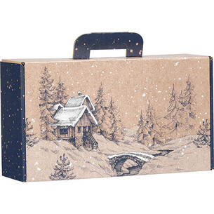 Mala cartão kraft retangular INVERNO CANADENSE azul/branco