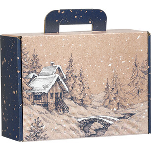 Mala cartão kraft retangular INVERNO CANADENSE azul/branco