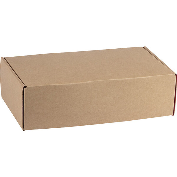 Caja cartón kraft rectangular rojo entrega plana (para montar)