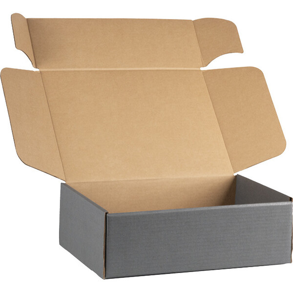 Caja cartón kraft rectangular gris entrega plana (para montar)