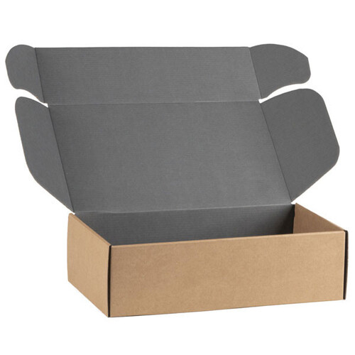 Caja cartón kraft rectangular gris entrega plana (para montar)