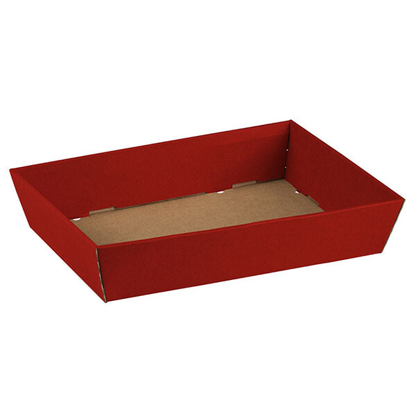 Tray cardboard kraft rectangular red delivered flat (to assemble)