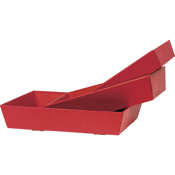 Tray cardboard kraft rectangular red delivered flat (to assemble)