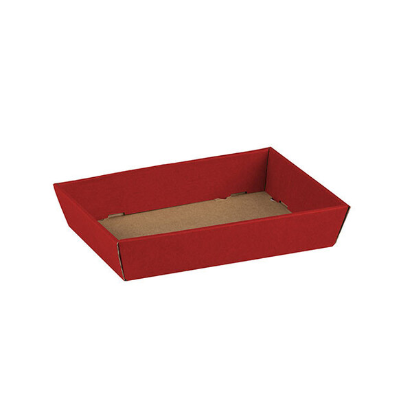 Bandeja cartón kraft rectangular rojo entrega plana (para montar)