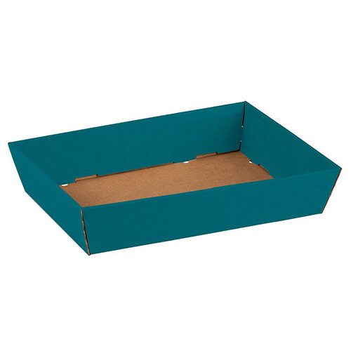 Tray cardboard kraft rectangular blue delivered flat (to assemble)