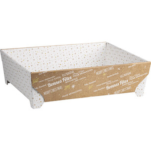 Corbeille carton rectangle à pieds BONNES FÊTES...