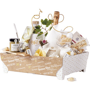 Corbeille carton rectangle à pieds BONNES FÊTES... 2