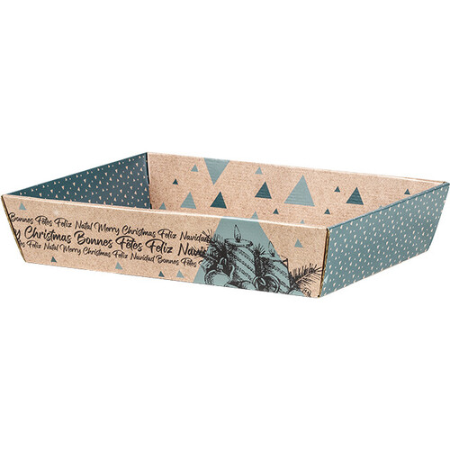 Corbeille carton kraft rectangle BONNES FÊTES...