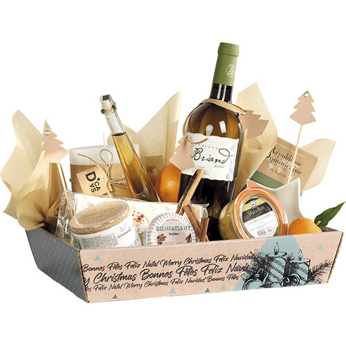 Corbeille carton kraft rectangle BONNES FÊTES...