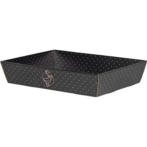 Corbeille carton rectangle TERROIR CHIC kraft/noir livrée à plat