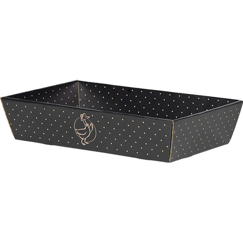 Bandeja cartón rectangular PATO kraft/negro entrega plana