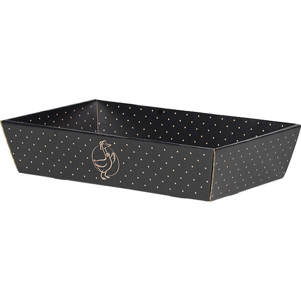 Corbeille carton rectangle TERROIR CHIC kraft/noir livrée à plat