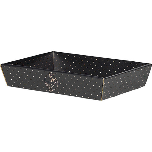 Corbeille carton rectangle TERROIR CHIC kraft/noir  livrée à plat