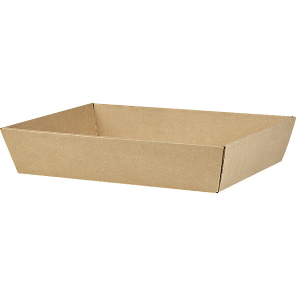 Corbeille carton rectangle kraft sans impression livrée à plat (dim. corbeille montée)