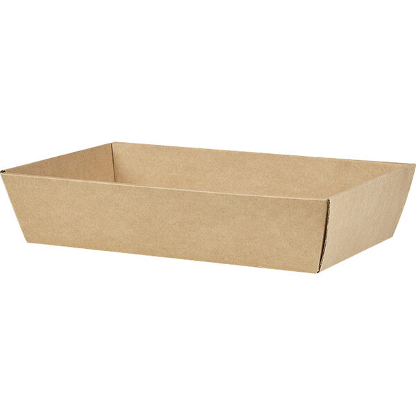 Tray cardboard kraft rectangular unprinted delivered flat (dimension assembled)